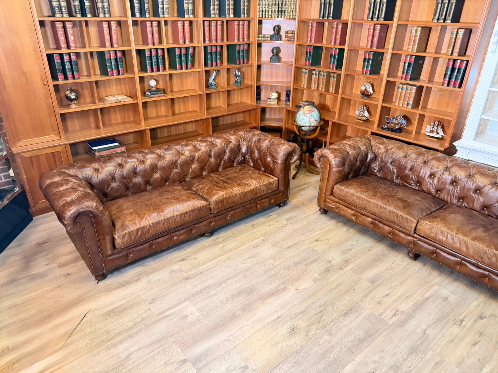 Originele Ralph Lauren Chesterfield 3-zitsbanken Cognac leer, Huis en Inrichting, Goesem engelsstraat, Driepersoons, Ophalen of Verzenden