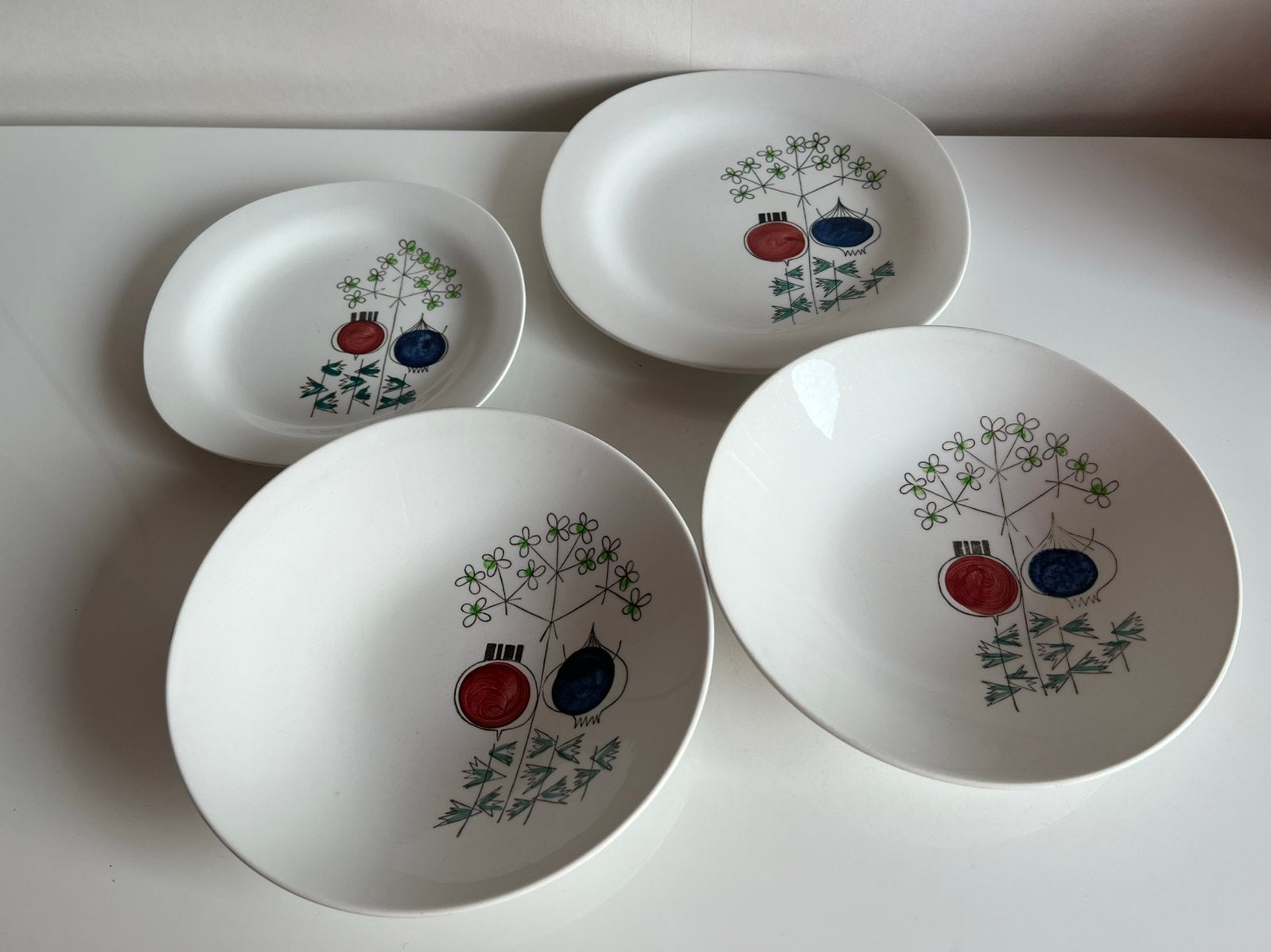 Set 4 Vintage Rörstrand Pomona Borden M. Westman 50’s Gaaf, Ophalen of Verzenden