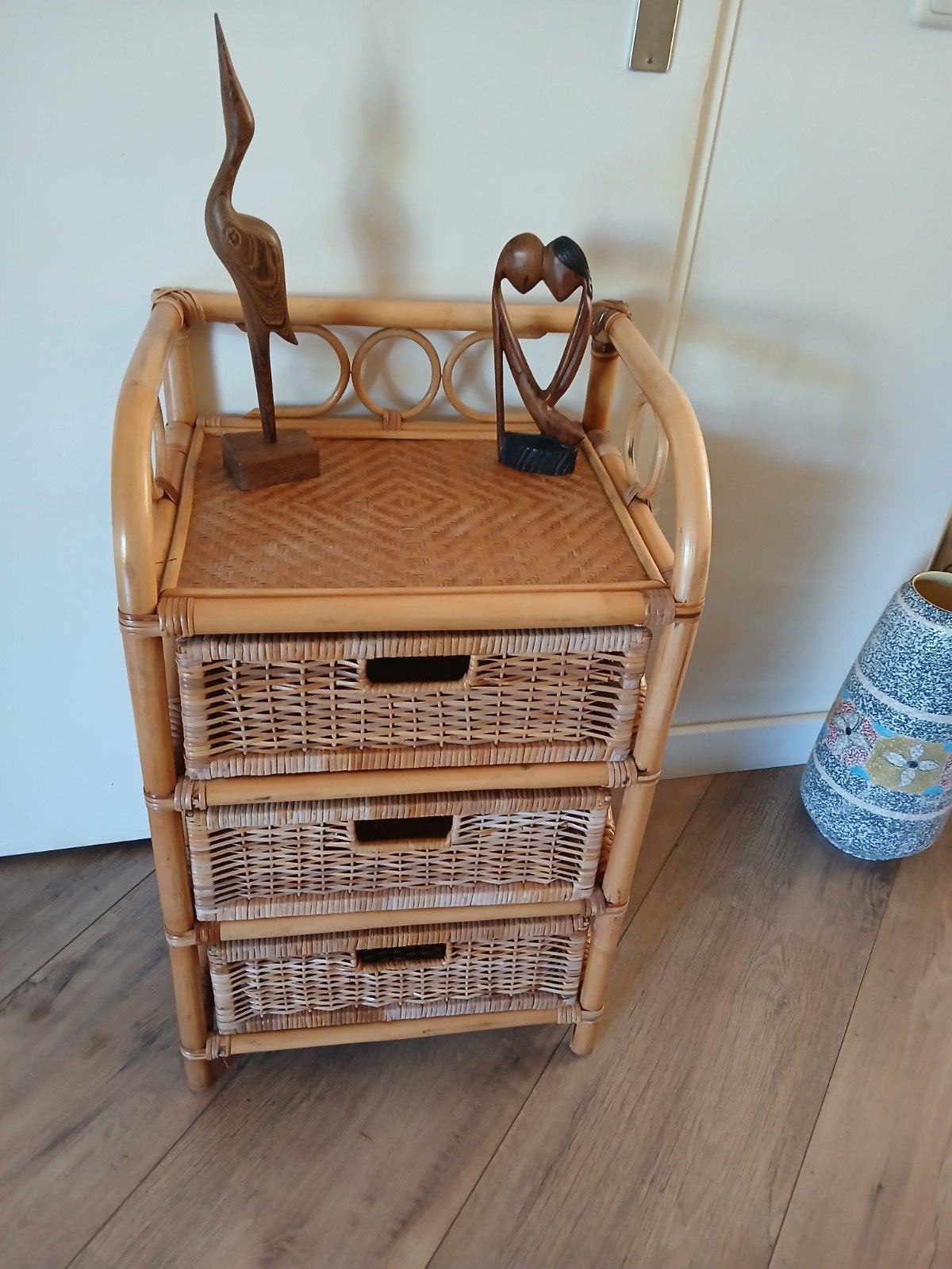 Vintage  rieten ladenkastje in perfecte staat, Ophalen, 50 tot 100 cm, Zo goed als nieuw, 3 of 4 laden