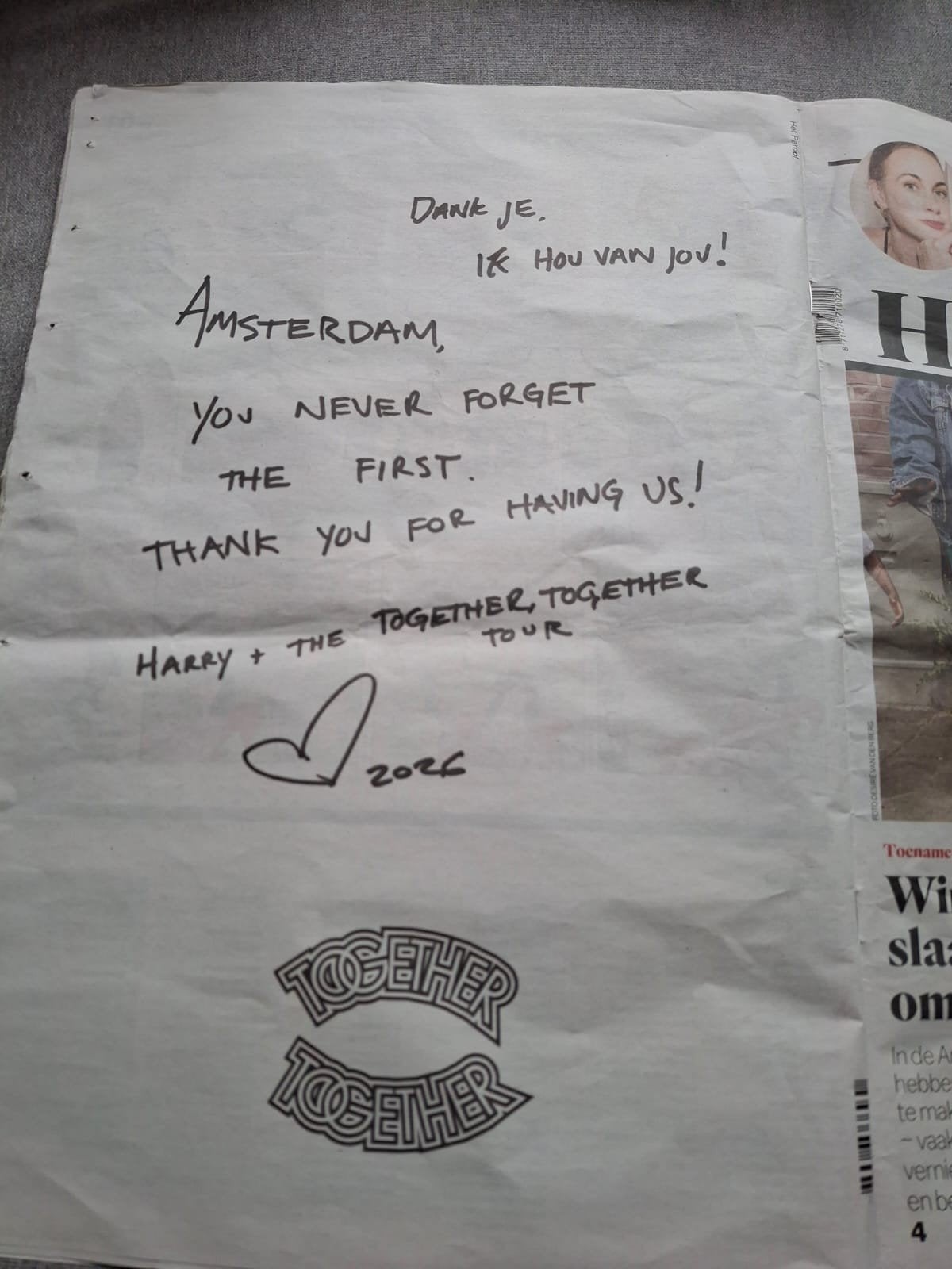 Parool advertentie Harry Styles, Postzegels en Munten, Aandelen en Waardepapieren, Ophalen of Verzenden