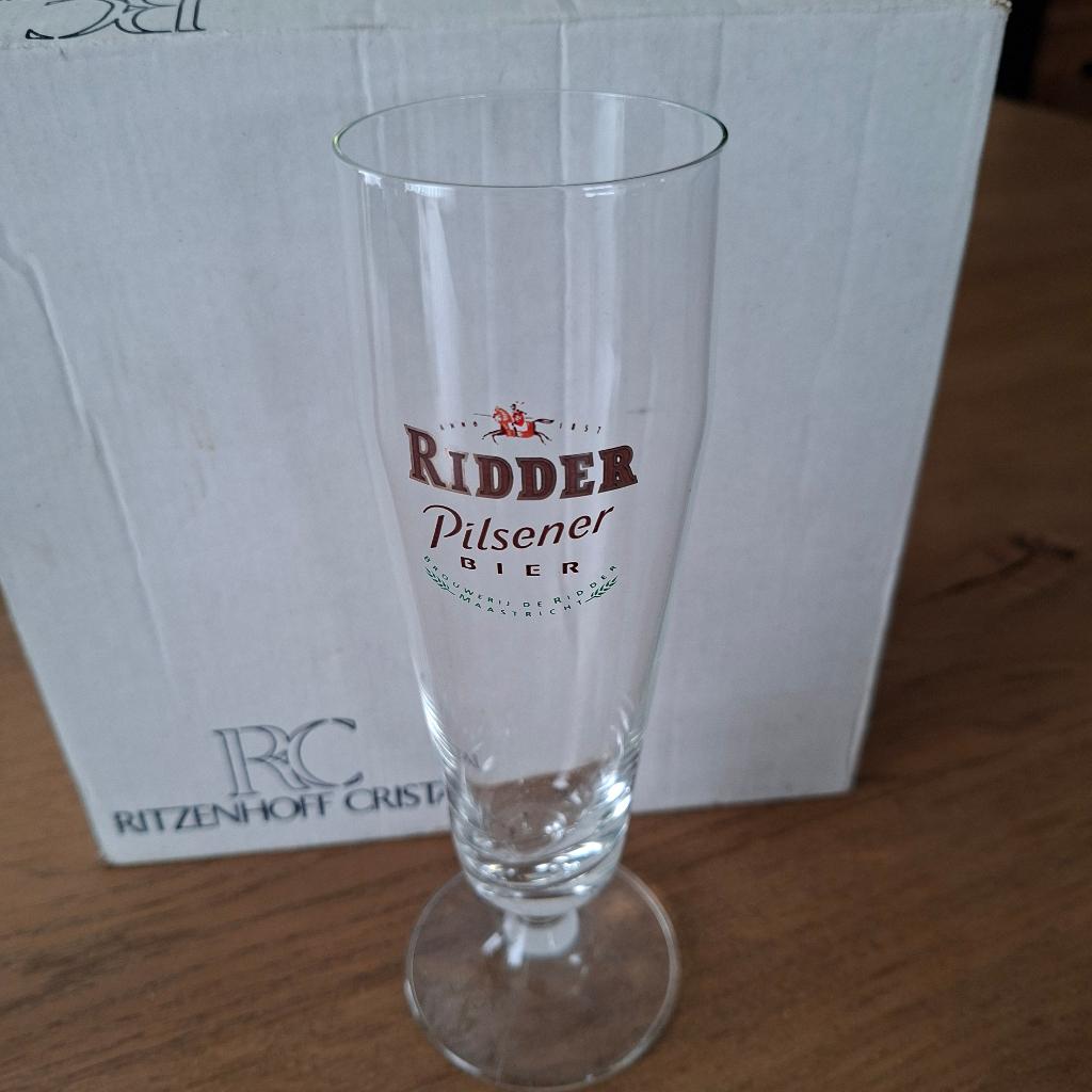 Ridder Pilsener Bier Bierglazen 6 stuks, Ophalen, Zo goed als nieuw, Glas of Glazen, Overige merken