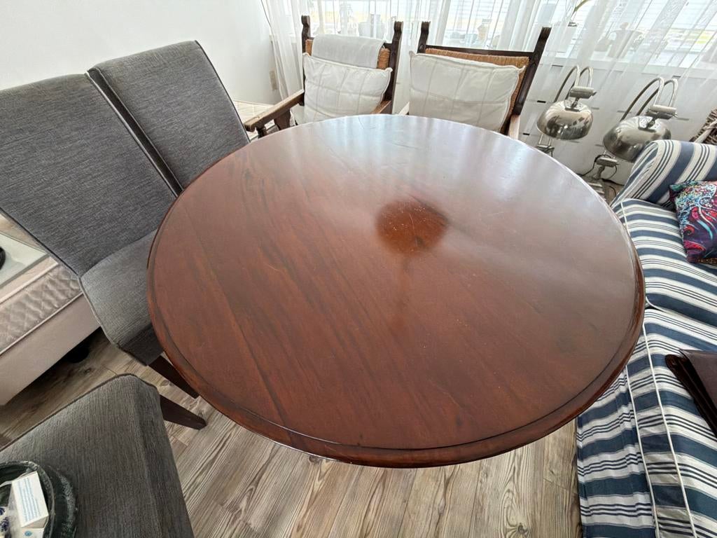 Ronde houten tafel met centrale poot, inklapbaar, Antiek en Kunst, Ophalen