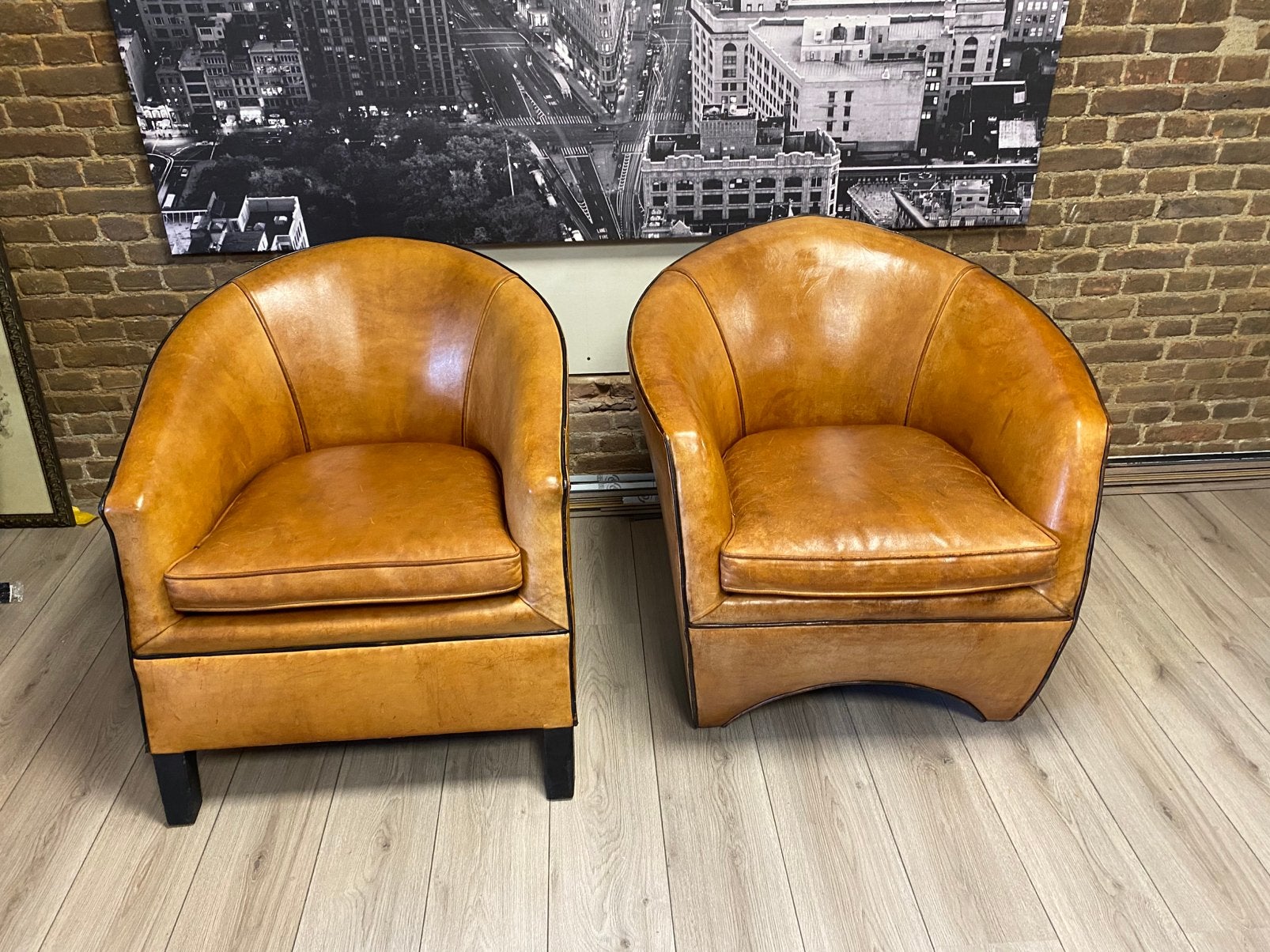Nieuwstaat !! 2 x Bart van Bekhoven schapen leren fauteuils, Ophalen, Bart van bekhoven, Bart van Bekhoven, Zo goed als nieuw