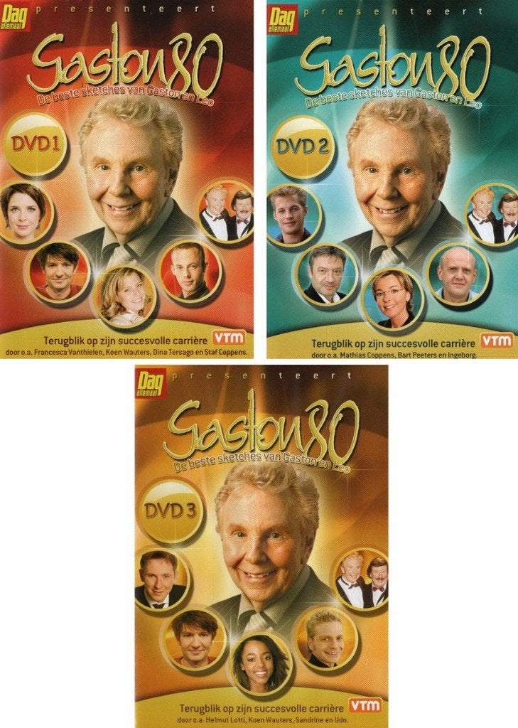 Gaston 80 ( 3 dvd's ) - Gaston & Leo, Cd's en Dvd's, Alle leeftijden, Ophalen of Verzenden, Zo goed als nieuw, Stand-up of Theatershow