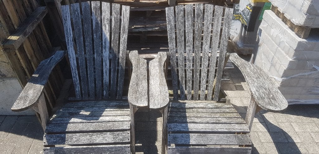 2x luxe tuinstoel als opknapper te koop, Ophalen, Gebruikt, Hout