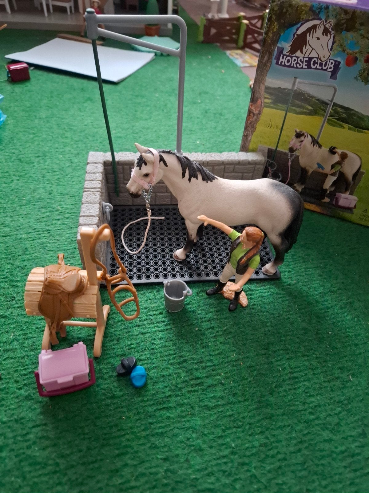 Schleich Horse Club Paardenwasplaats met paard en ruiter, Kinderen en Baby's, Speelgoed | Actiefiguren, Zo goed als nieuw, Ophalen