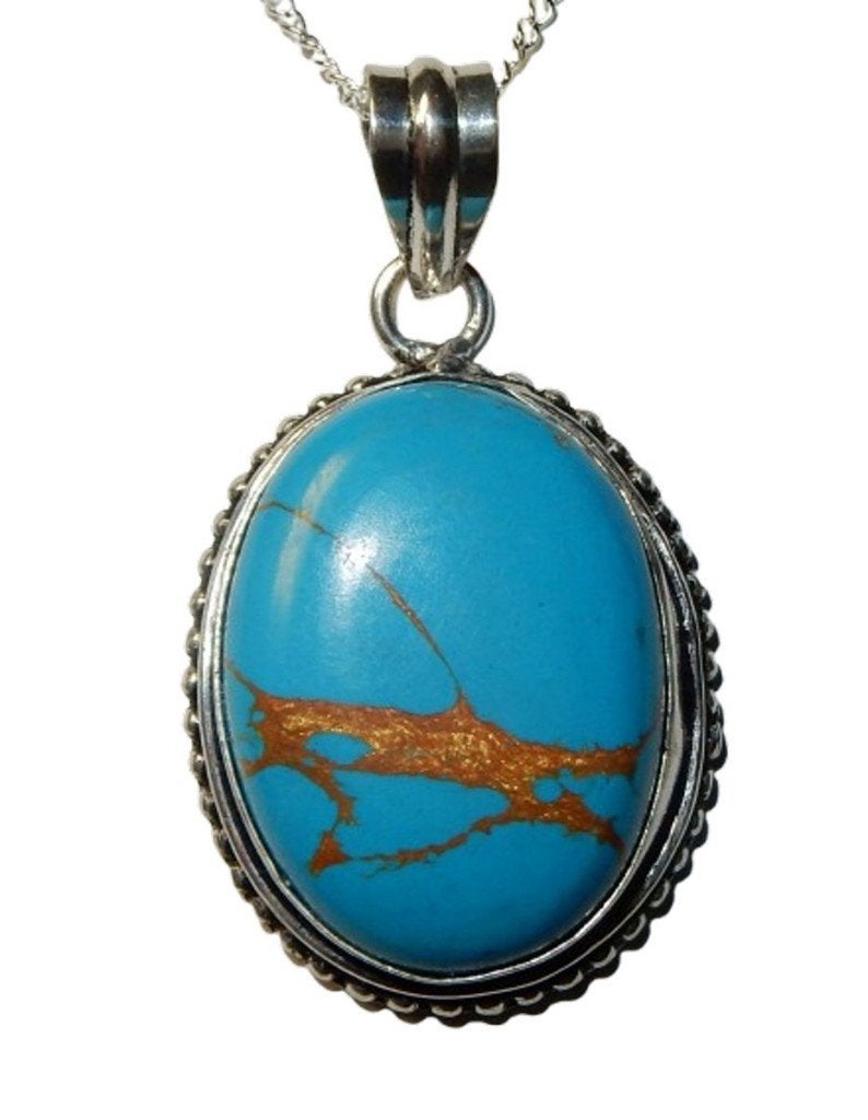 Zilveren Koper-Turkoois Hanger, Sieraden, Tassen en Uiterlijk, Overige voorstellingen, Verzenden, Nieuw, Met edelsteen