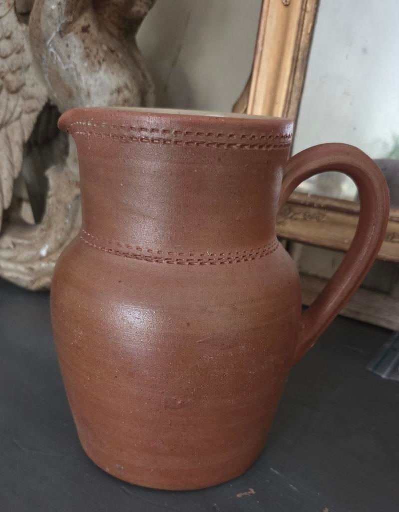 Oude Franse grès pot handgemaakt, Ophalen of Verzenden