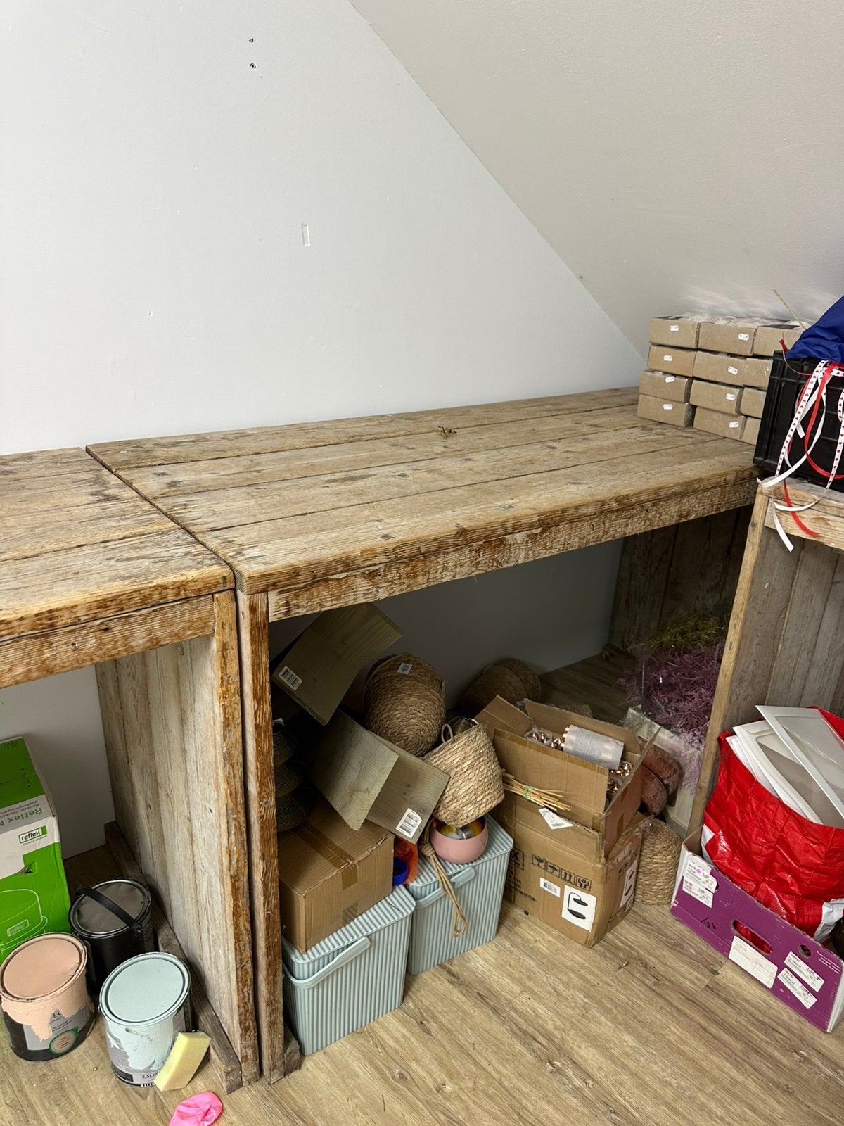 Steigerhouten tafel, Tuin en Terras, Ophalen, Gebruikt, Rechthoekig, Hout