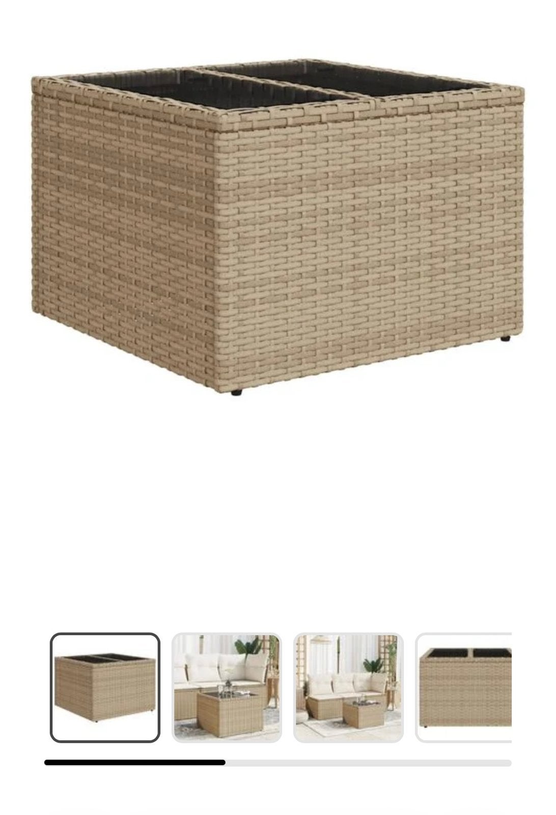Nieuwe tuintafel 55x55x37 cm – beige poly rattan – in doos, Tuin en Terras, Ophalen, Nieuw