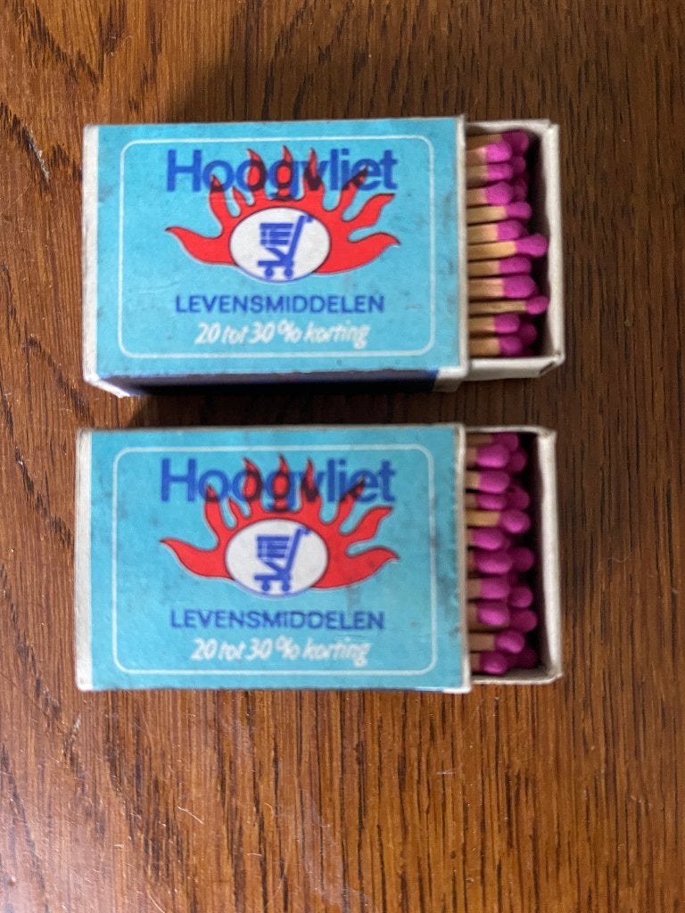 2 doosjes Lucifers Merk: "Hoogvliet" 'Jaren 70' Nieuw, Ophalen of Verzenden, Nieuw, Reclamebord