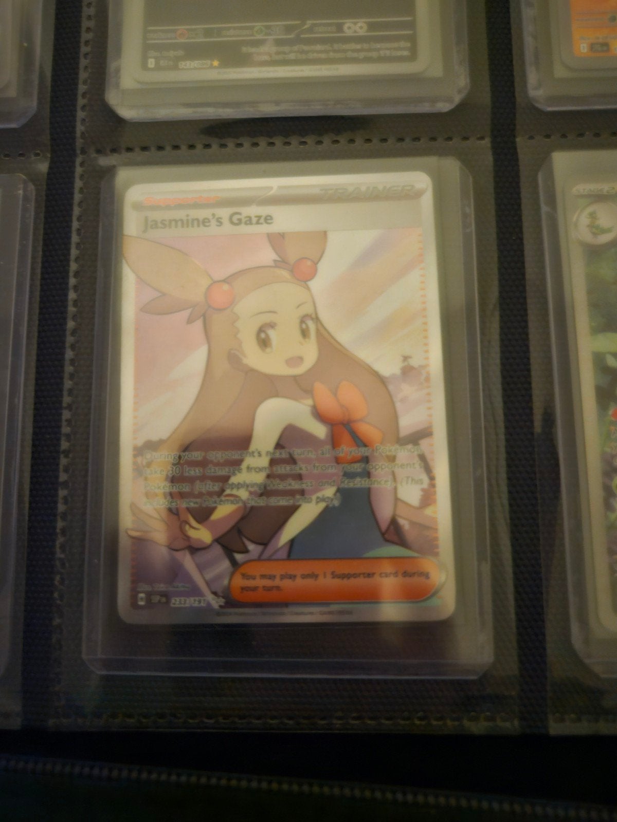 Pokemon Jasmine's Gaze 233/191 Surging Sparks, Ophalen of Verzenden, Zo goed als nieuw, Losse kaart, Foil
