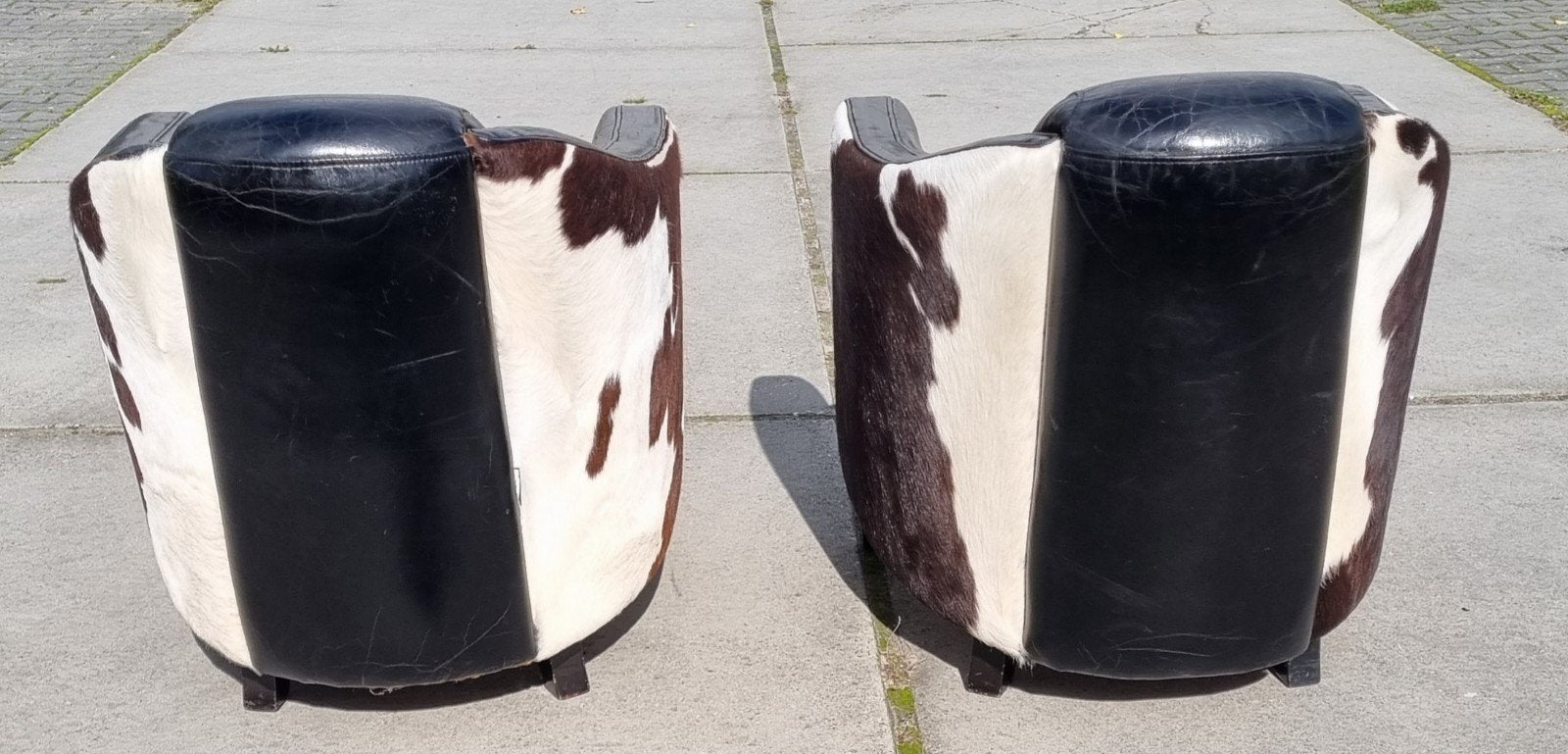 2x Aviator fauteuil leer + koeienhuid én GRATIS BEZORGING, Huis en Inrichting, Gebruikt, Aviator, ., Ophalen of Verzenden