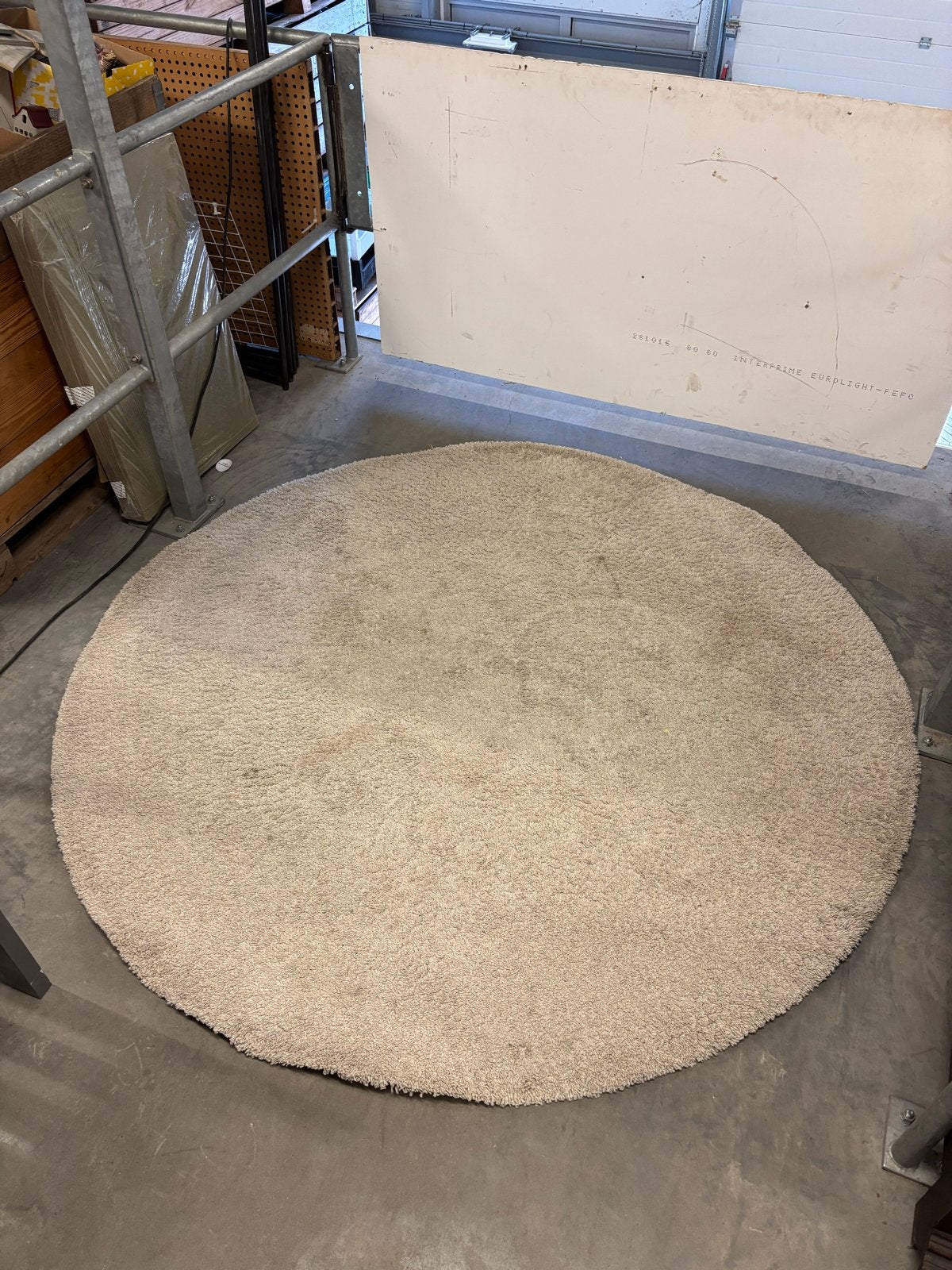 IKEA ADUM Rond Vloerkleed - Beige, 195 cm, Ophalen, Gebruikt, Beige, 150 tot 200 cm
