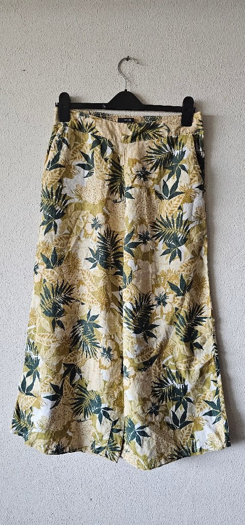 Tahari linnen broek met tropische print - Maat M (17325), Maat 38/40 (M), Tahari, Meerkleurig, Ophalen of Verzenden