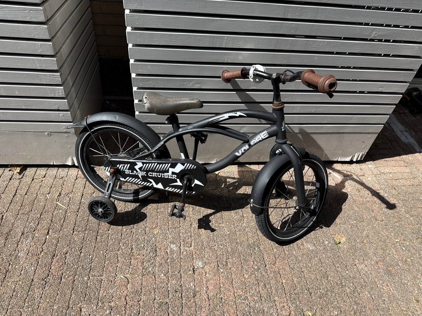 Kinderfiets Black Cruiser met zijwieltjes, Terugtraprem, Zijwieltjes, Ophalen of Verzenden, 16 tot 20 inch