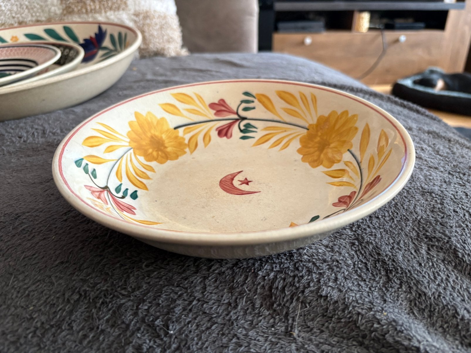 Boerenbont rijstschaal 22cm petrus regout 028 1935-1950, Ophalen of Verzenden