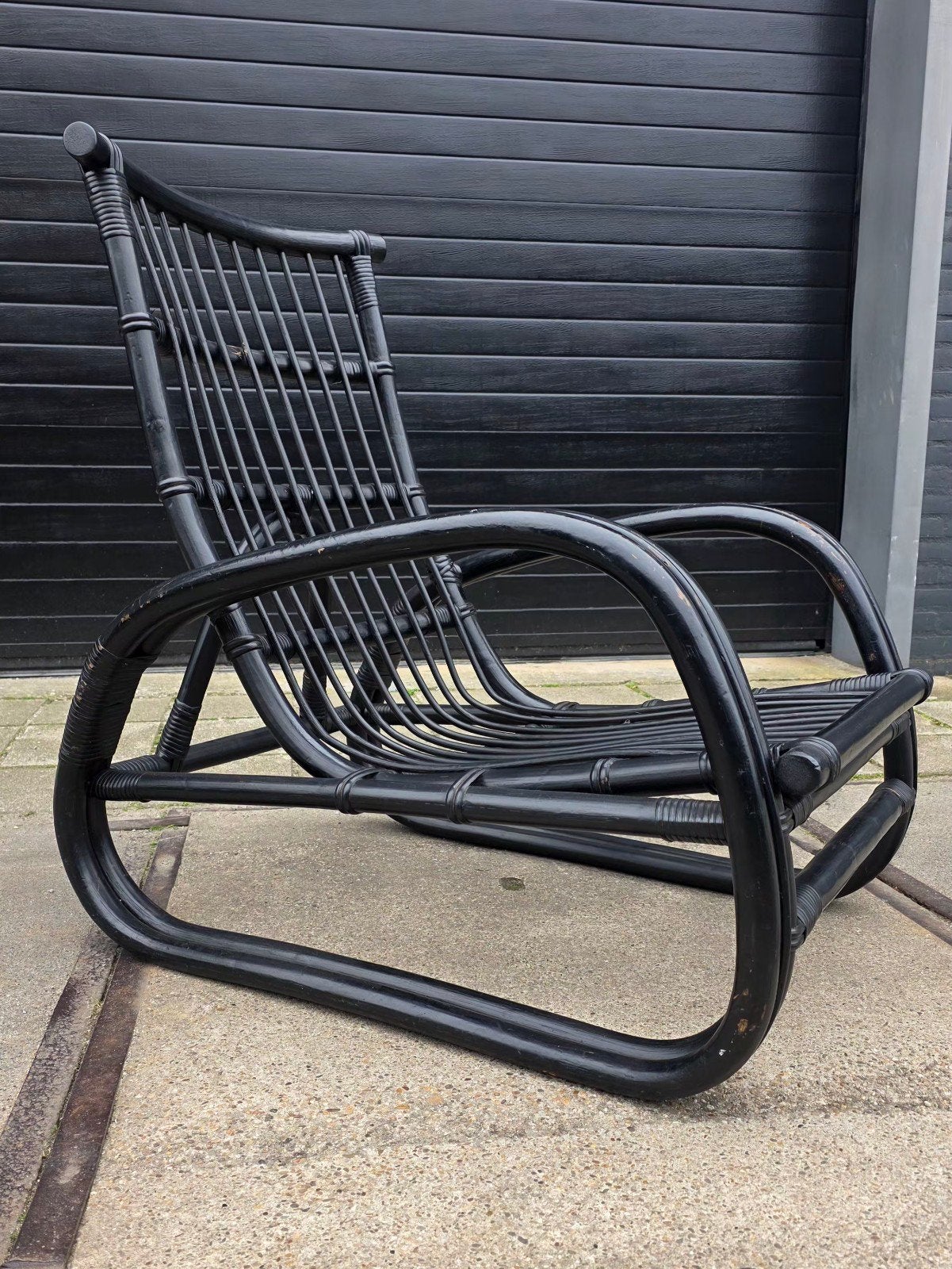 prachtige grote vintage rotan stoel/easy chair, Ophalen, Huis en Inrichting