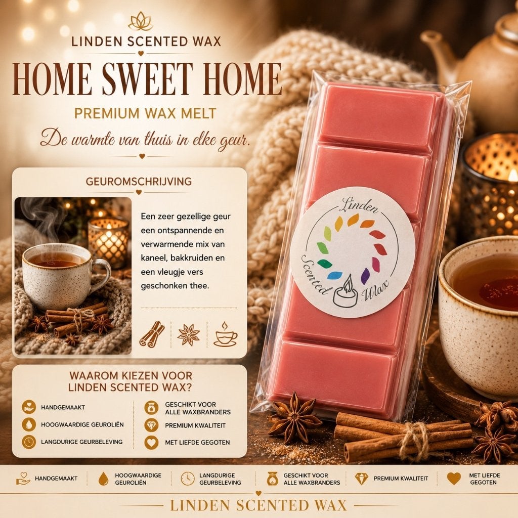 Waxmelts HOME SWEET HOME geur waxmelt handgemaakt, Ophalen of Verzenden, Nieuw, Was, Kaars