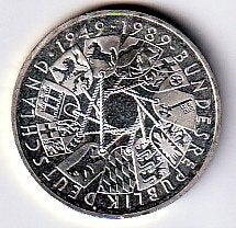 10  mark  1989  Duitsland. km. 173  unc/proof., Ophalen of Verzenden, Duitsland, Losse munt, Zilver