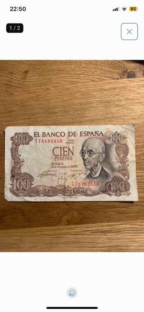 Spanje - 100 pesetas 1970, Verzenden, Overige landen, Los biljet