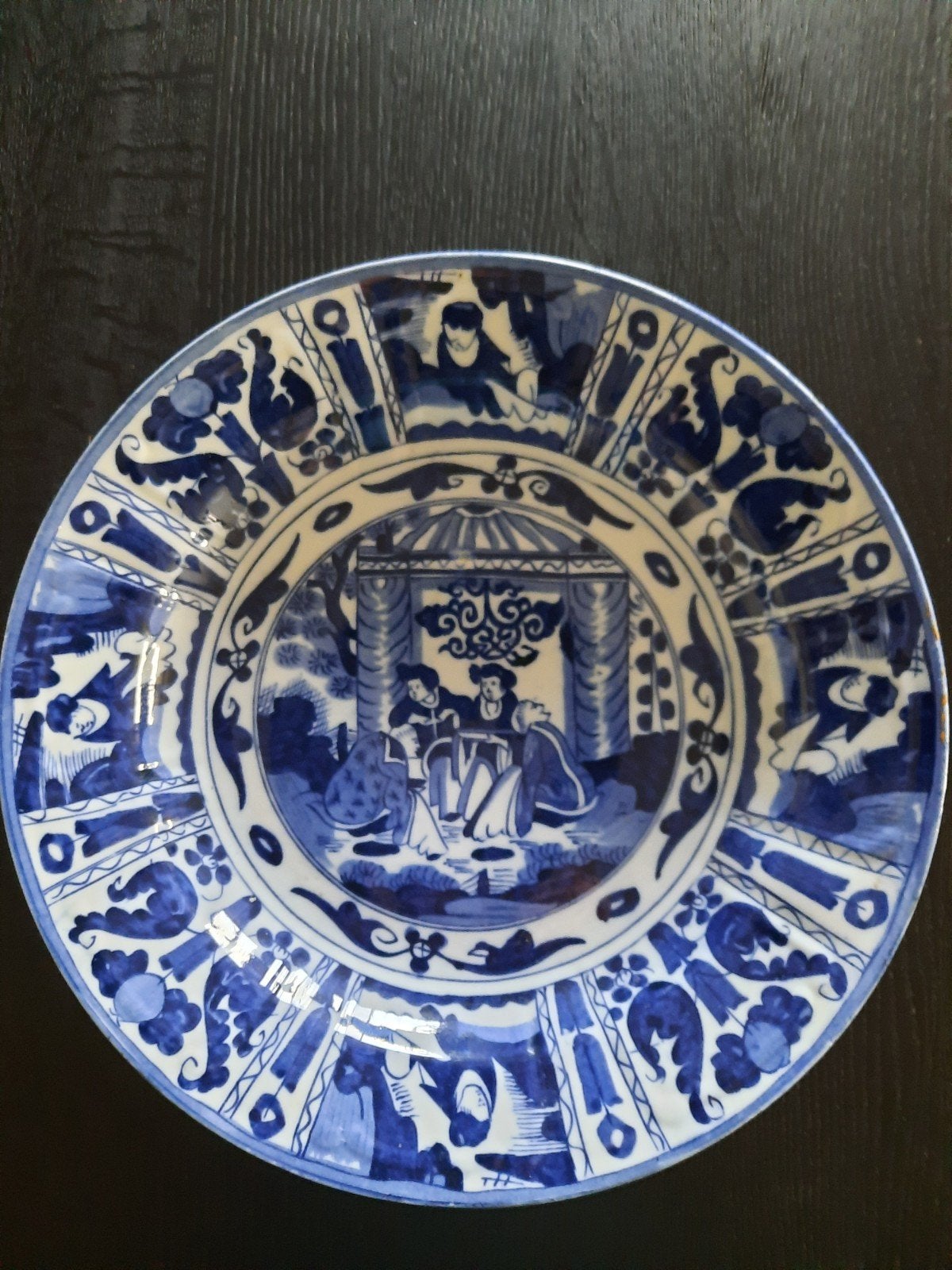 Antiek Chinees Blauw-Wit Porseleinen Bord, Ophalen of Verzenden