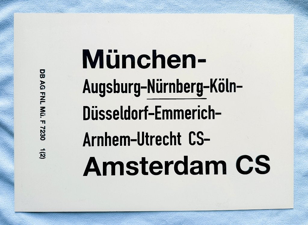 DB koersbord München - Amsterdam CS, Verzamelen, Verzenden, Gebruikt, Trein, Kaart of Prent