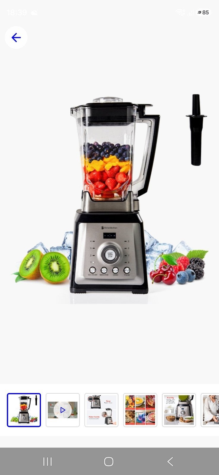 KitchenBrothers Power Blender 2000W Krachtige Keukenmachine, 1 tot 2 liter, Nieuw, 3 snelheden of meer, Ophalen of Verzenden