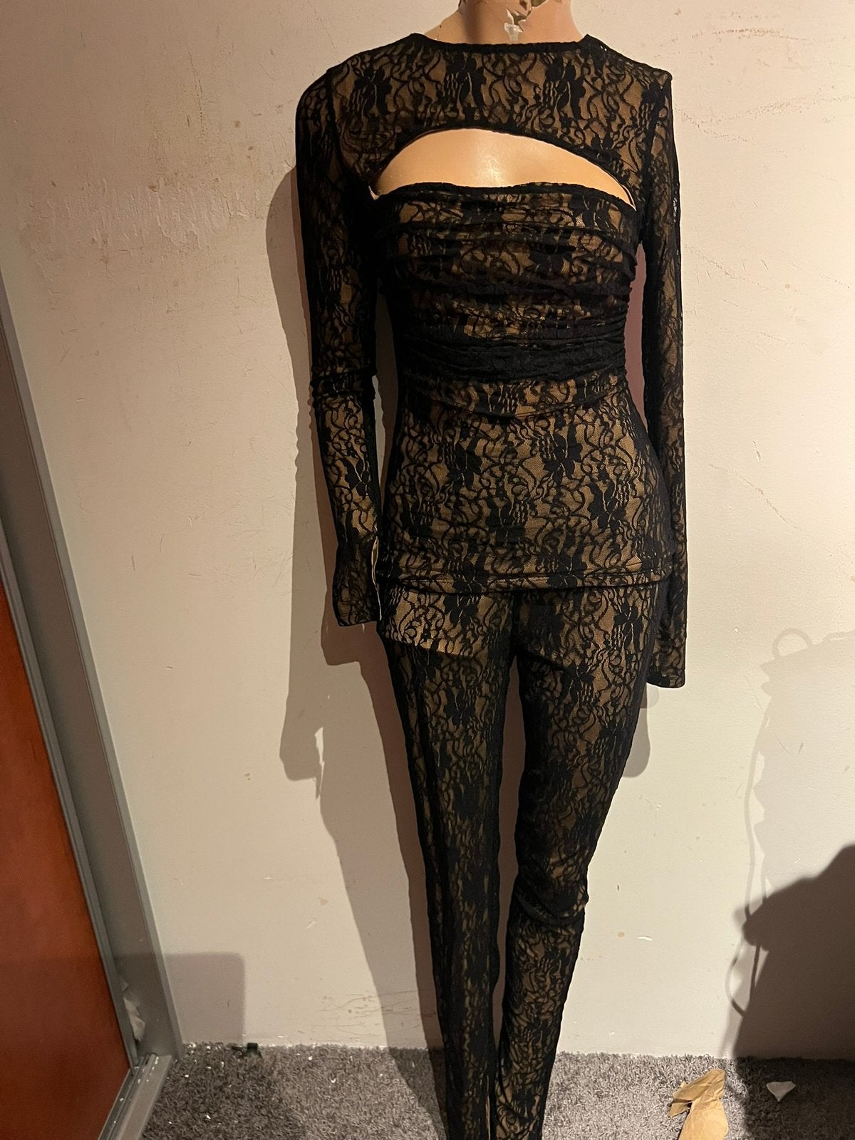 UNIQUE set met kant maat m origineel zgan, Kleding | Dames, Maat 38/40 (M), Zwart, G, Ophalen of Verzenden