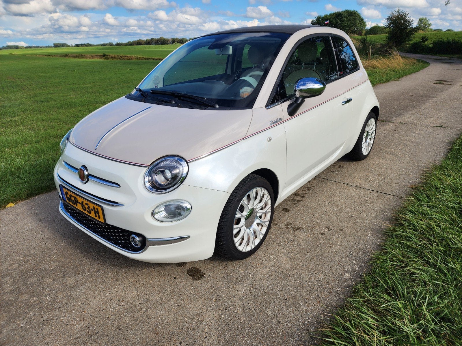 Fiat 500C 60Th  (560)  Twinair Turbo 105pk 2018 Wit, Voorwielaandrijving, Cabriolet, Leder en Stof, Wit