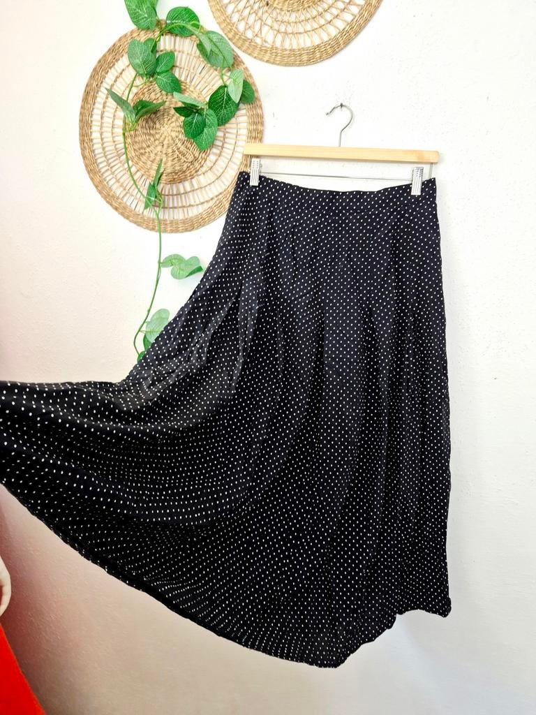 Vintage 80s polkadot stippenrok M/L, Kleding | Dames, Rokken, Zwart, Maat 42/44 (L), Ophalen of Verzenden, Zo goed als nieuw