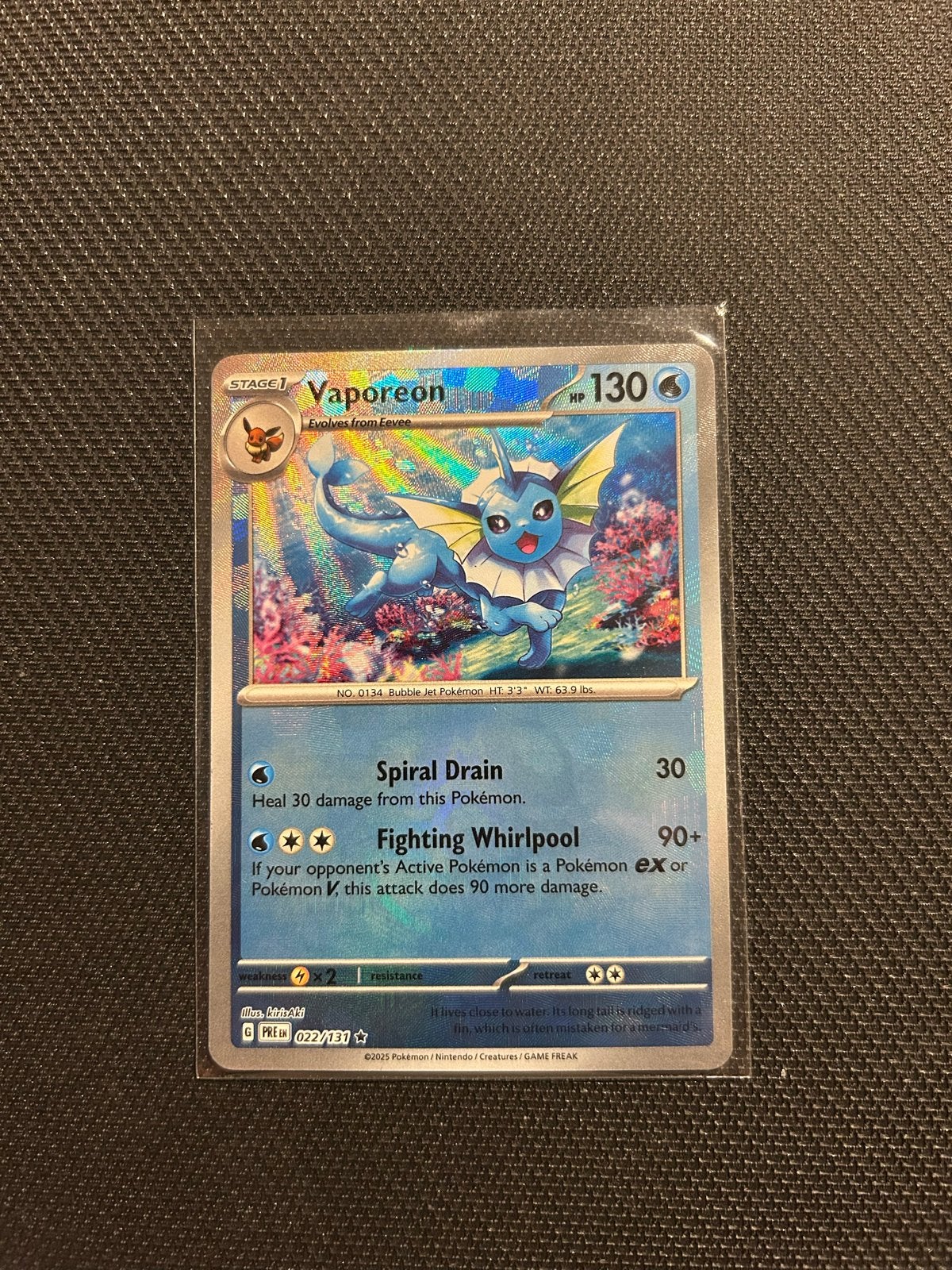 Vaporeon [Master Ball Pattern] – #022/131, Ophalen of Verzenden, Zo goed als nieuw, Losse kaart, Foil
