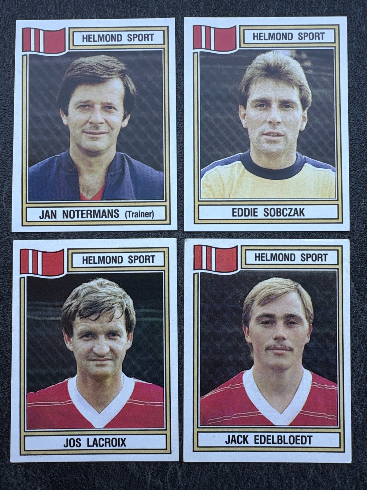 Panini Voetbal 83 Helmond Sport (4 plaatjes), Ophalen of Verzenden, Zo goed als nieuw, Stickers en Plaatjes