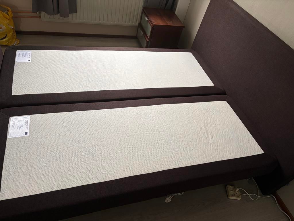 Tweepersoons elektrische boxspring met hoofdbord, Ophalen, Bruin, Tweepersoons, 200 cm