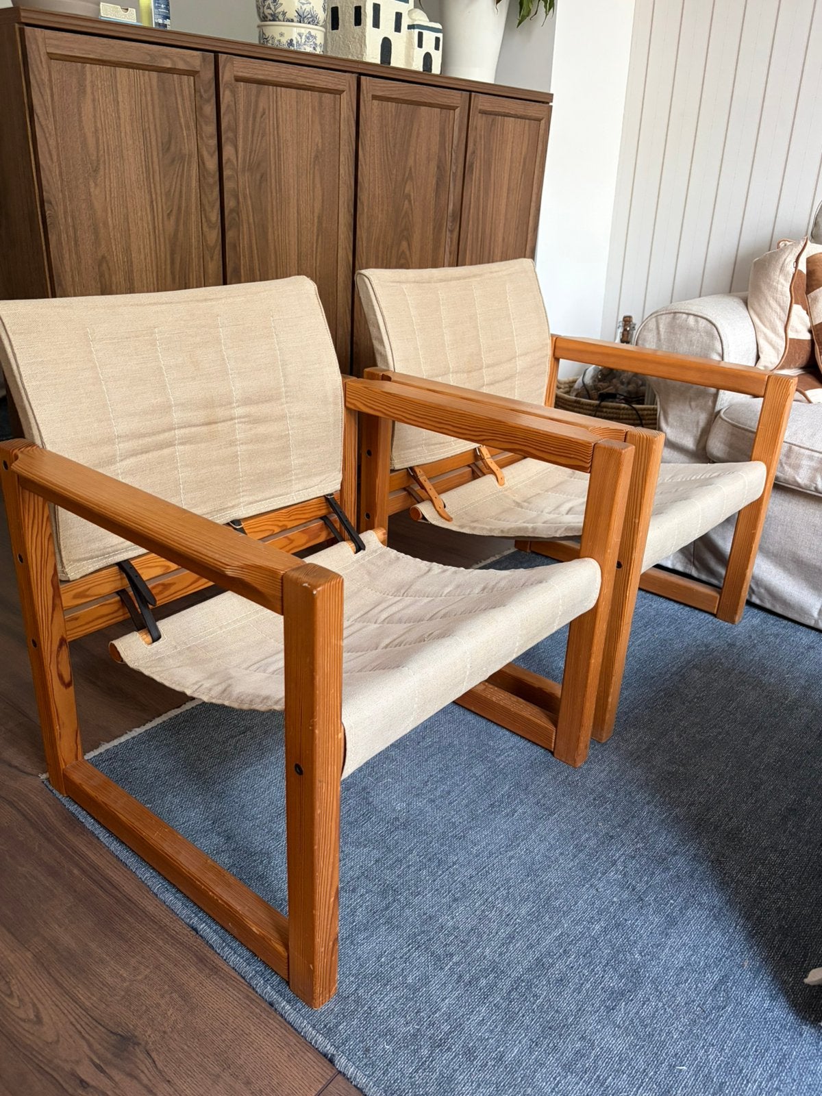 Set van 2 vintage IKEA Karin Mobring Safari fauteuils, Ophalen, Gebruikt, Twee, Bruin