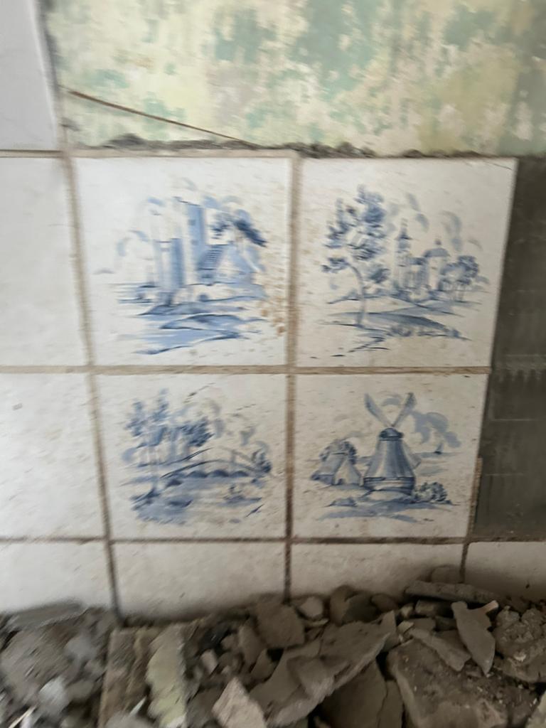 4 oude tegeltjes.antieke tegels, Ophalen of Verzenden