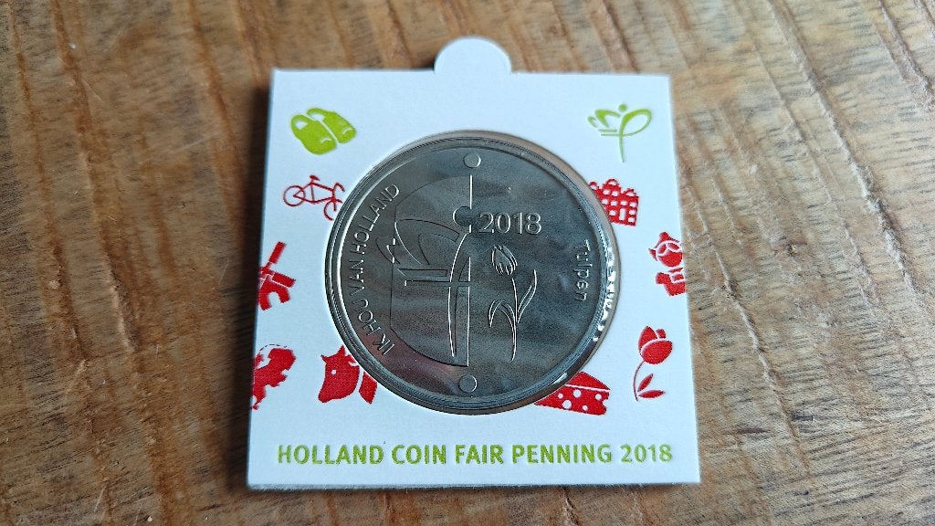 Penning in Munthouder - Holland Coin Fair Penning 2018, Postzegels en Munten, Ophalen of Verzenden, Koningin Beatrix, Euro's, Losse munt