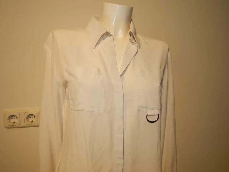 Mugler Thierry Mugler zijde room witte blouse zilver details, Verzenden, Wit, Zo goed als nieuw, Maat 36 (S)