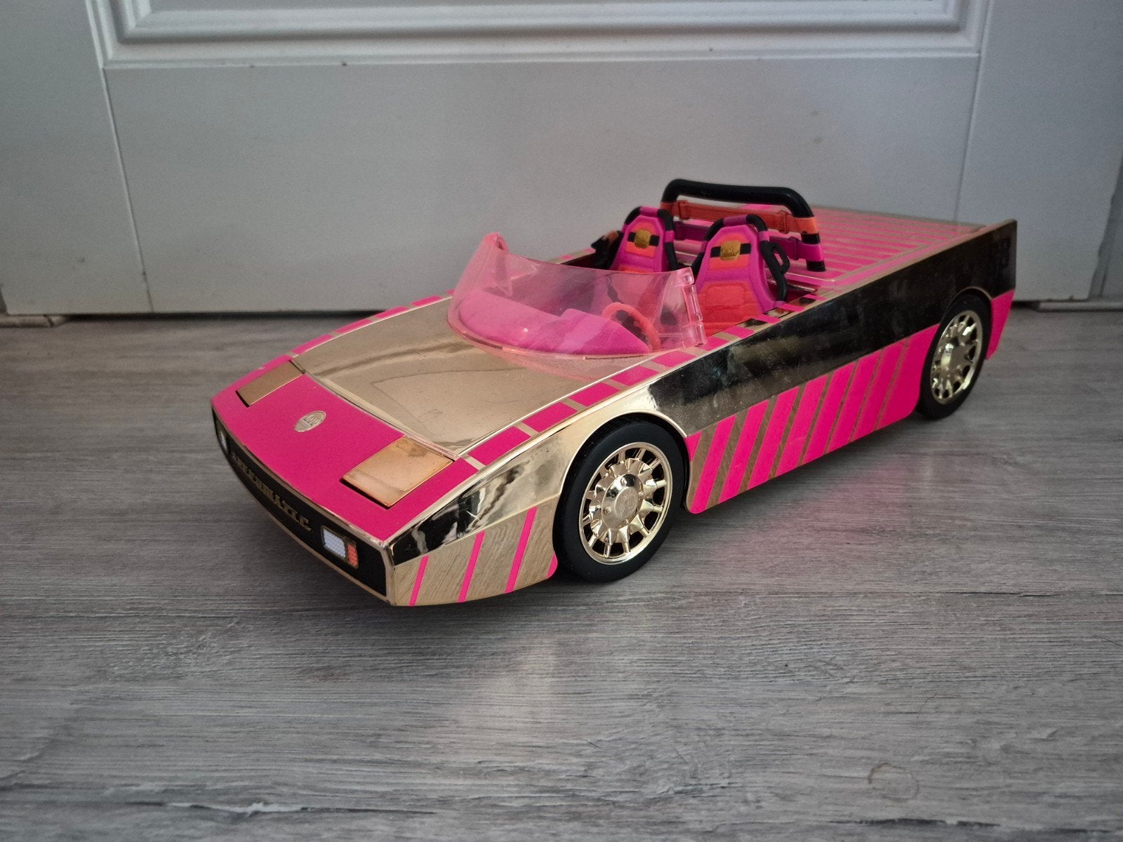 Vintage Barbie Roze en Gouden Sportwagen Speelgoedauto, Ophalen of Verzenden, Gebruikt