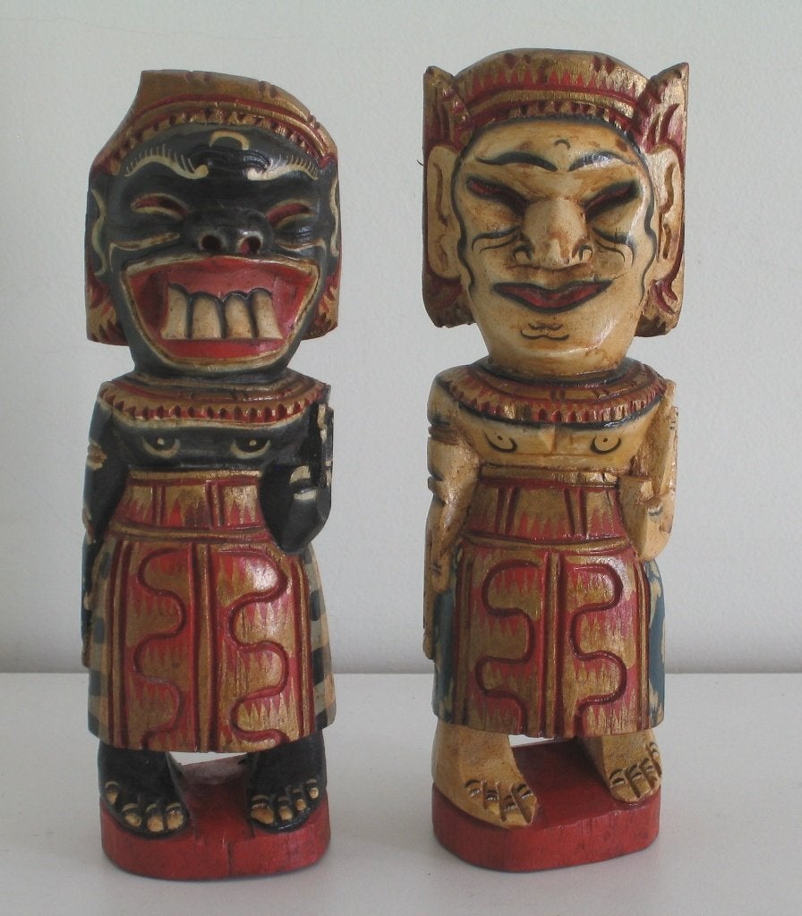Koppel in hout uit Bali  -  8079, Antiek en Kunst, Ophalen, Hout