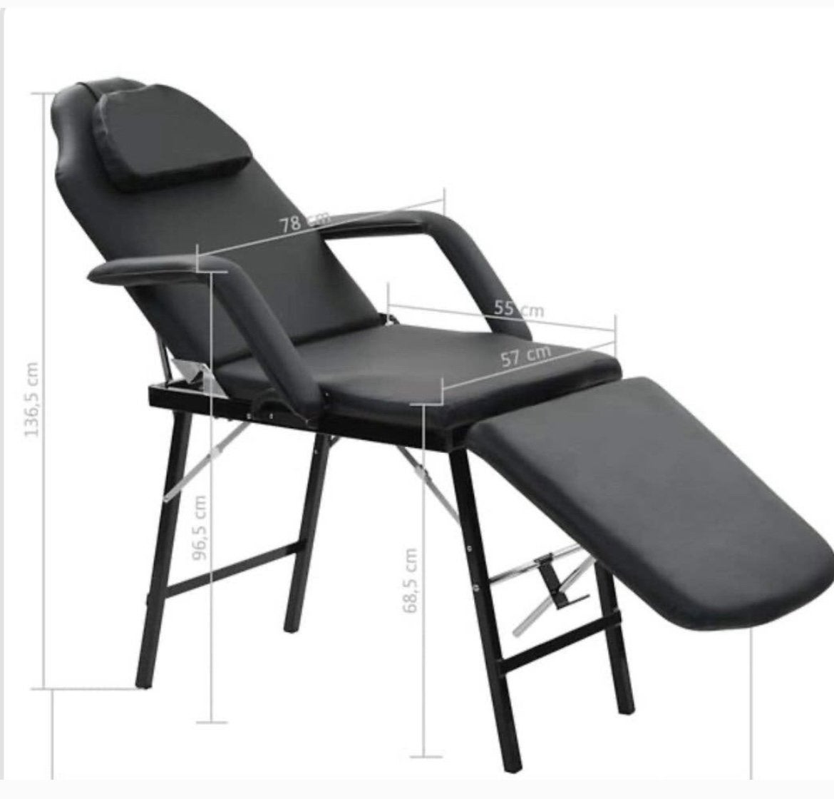 Behandelingsstoel voor gezicht 185x78x76 cm kunstleer zwart, Sport en Fitness, Ophalen, Gebruikt, Massagetafel