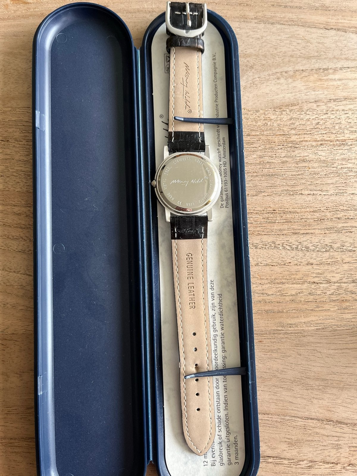 Nieuw horloge van het merk Money Maker zilveren gulden 1966, Overige merken, Leer, Staal, Polshorloge