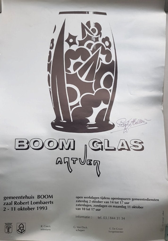 Affiche Booms glas Paul Heller Poster- Gesigneerd !, Ophalen of Verzenden
