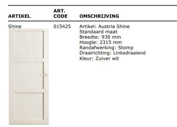 Austria Shine binnendeur, Ophalen, 80 tot 100 cm, 215 cm of meer, Binnendeur