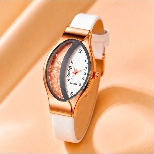 Moderne Witte Dames Quartz Horloge met Roségouden Details, Ophalen of Verzenden