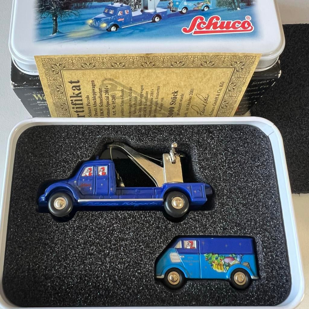 Schuco Piccolo Christmas Special 2001 set in blikken doos, Overige merken, 1:50 of kleiner, Auto, Verzenden