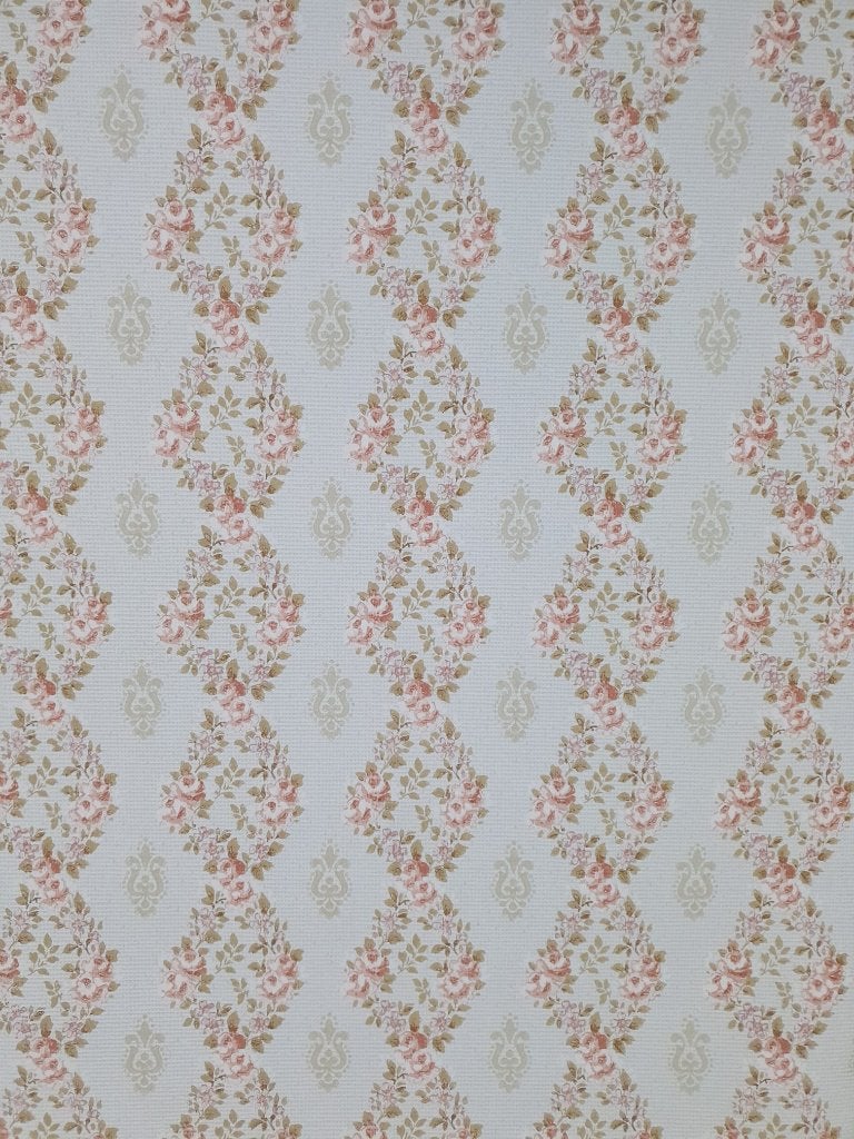 5711 Vintage barok behang roze rozen klassiek retro swiet, Ophalen of Verzenden, Groen