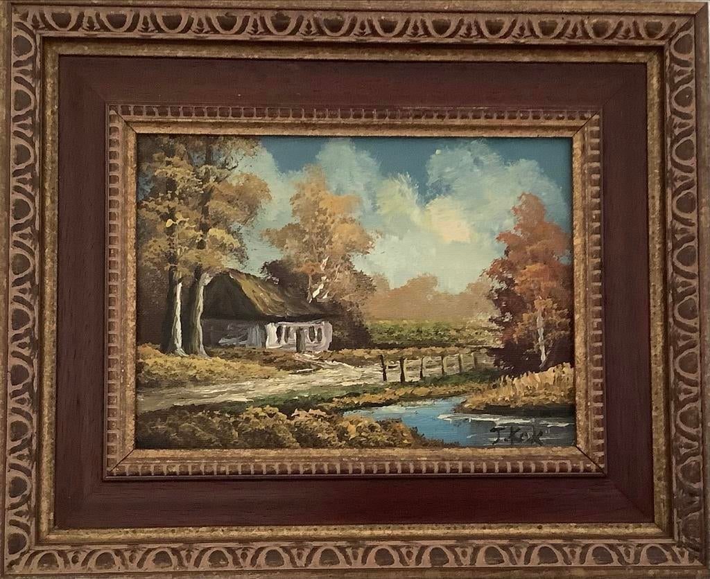 Schilderij: Landelijk Huisje aan het Water, Ophalen of Verzenden