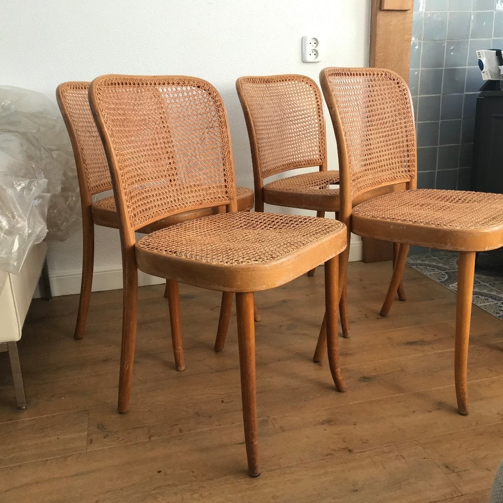 4 Thonet Czechoslovakia Ligna stoel stoelen vintage, Ophalen of Verzenden