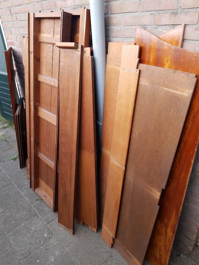 Partijtje eiken planken, Doe-het-zelf en Verbouw, Hout en Planken, Ophalen, Gebruikt, Minder dan 25 mm, Eiken